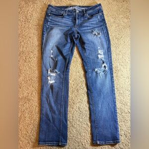 American Eagle Outfitters Slouchy‎ Skinny Distressed Blue Skinny Jeans